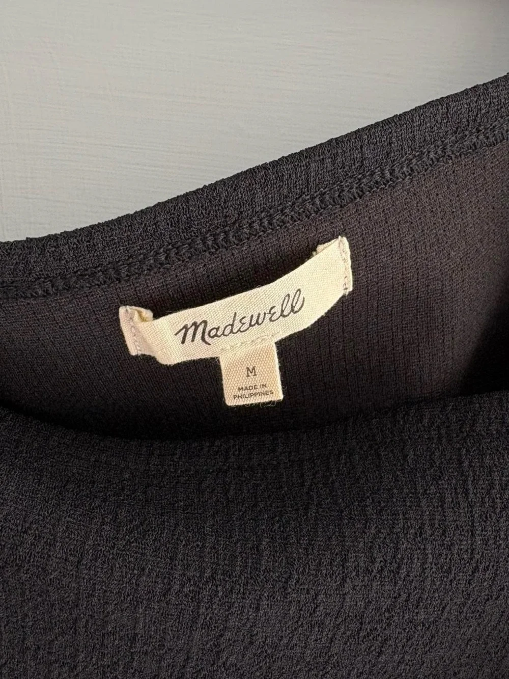 Madewell Black Long Sleeve with Square Neckline - Size M